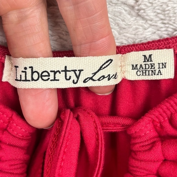LIBERTY LOVE Milk Maid Y2K Dress Medium 90's Cherry Red Keyhole Bodice Stretchy - Picture 4 of 11